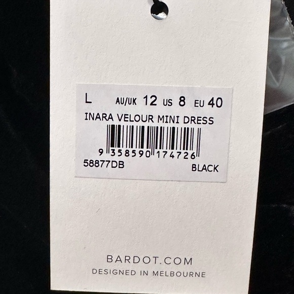 Bardot Inara Velour Mini Dress Rosette Halter Whimsigoth Black Size 8 New Party - Picture 11 of 15
